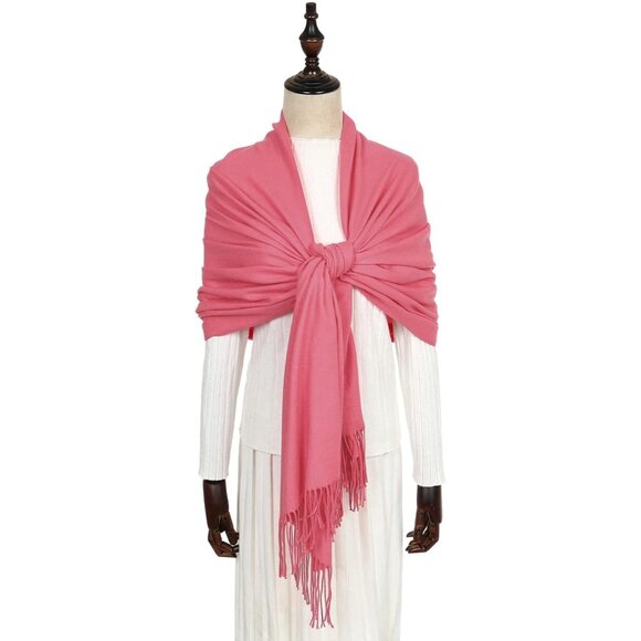 ⚡Women's Coral Pashmina Shawls Evening Dress Bridesmaid Winter Warm Long Scarf - Picture 4 of 8